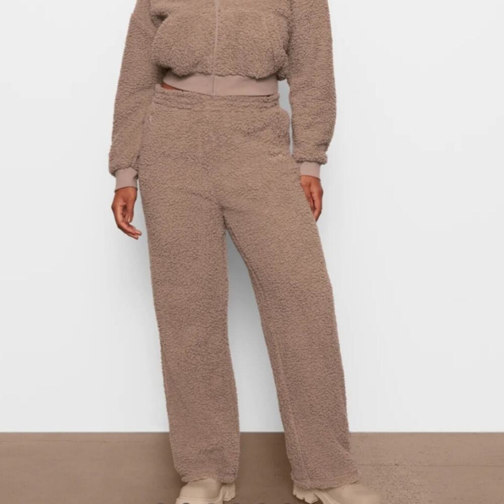 Skims Desert High Rise Straight Leg Teddy Track Pants 4X New